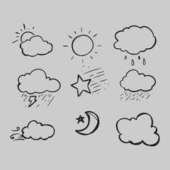 Weather symbol icon hand drawn illustration