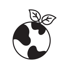 green earth glyph icon with white background vector stock illustration