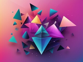 Abstract triangles and diamond shapes blending into a gradient