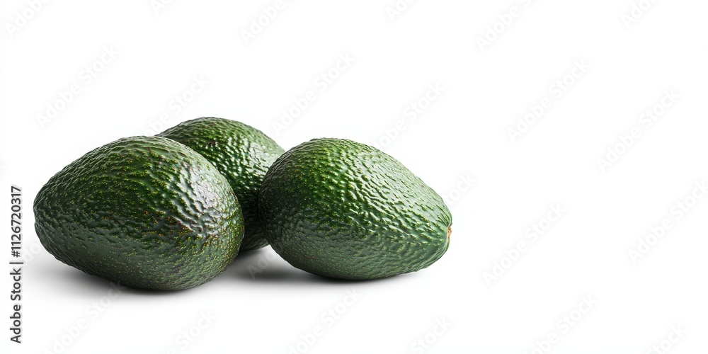 Poster fresh avocado isolated on a bright white background, showcasing the vibrant green color and smooth t