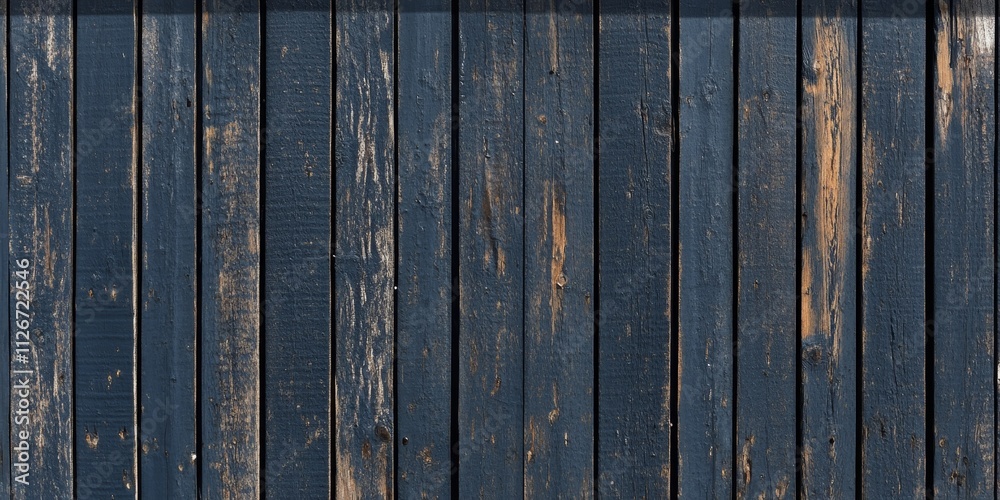 Aufkleber dark blue painted boards create a unique texture and background for an old house, highlighting the r