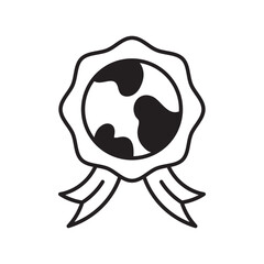 medal glyph icon with white background vector stock illustration