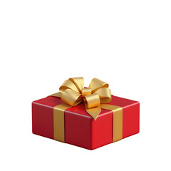 Obraz premium 3D gift box with gold ribbon on transparent