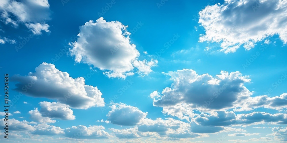 Aufkleber Vibrant blue sky features a stunning array of bright clouds, creating a picturesque scene that showcases the beauty of nature with the blue sky and bright clouds taking center stage.