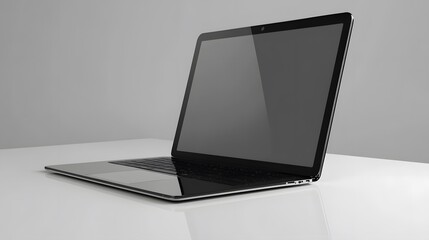 Black Laptop Computer On A White Surface