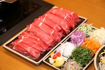 Korean style beef shabu shabu.