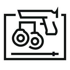 Crime genre line black icon. Vector isolated button.