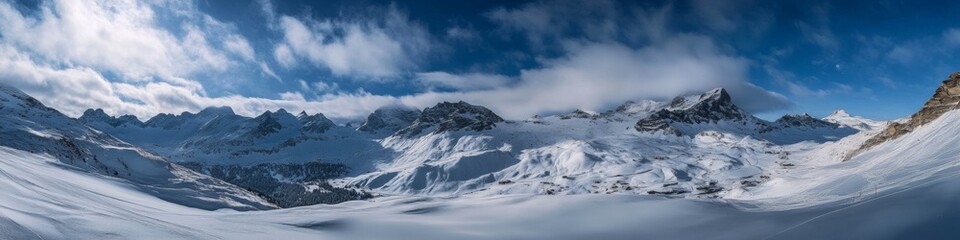 Obraz premium Majestic Snowy Mountain Landscape in Winter Scene