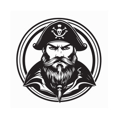 Pirate captain vector logo design. Pirate Captain Portrait Of A Pirate Captain Vector Illustration