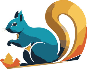 Squirrel Colorful Illustration vector design, Squirrel logo and icon Design