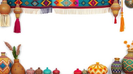 Bohemian bright textiles with Moroccan bazaar theme perfect for home decor displays, bohemian, vibrant, home decor