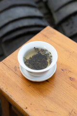 Jasmine tea in a Chinese-style teacup
