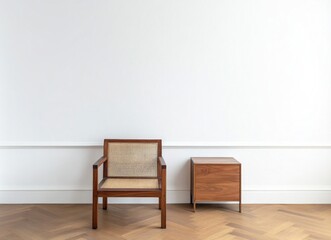 Modern Wooden Chair and Side Table in a Stylish Interior