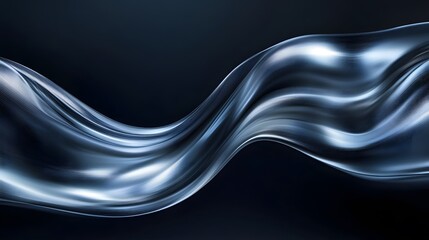 Fototapeta premium Abstract Silver Wave Flowing Dark Background