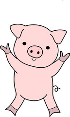 Pig doodle animal art cute cartoon enjoy cheerful farm 