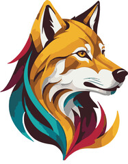 Colorful Wolf Illustration vector design, Wolf logo and icon Design