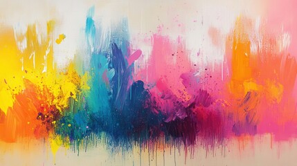 Fototapeta premium a vibrant canvas with colorful splashes and abstract designs, symbolizing the flow of creativity. 