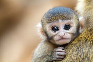 Obraz premium Close-Up Portrait of Curious Monkey with Intense Eyes, Wildlife Photography