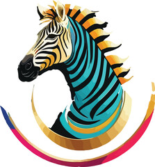 Zebra Illustration vector design, Zebra logo and icon Design, Colorful Zebra Vector