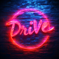 a neon sign that says drive in on it