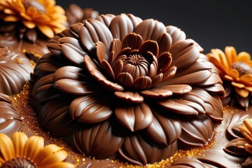 chocolate flower on top of cake