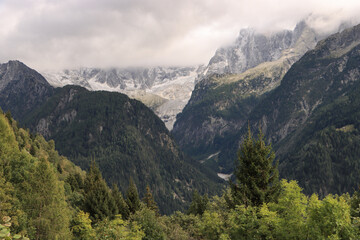 Gletscherblick im Bergell; Bondascagletscher von Soglio gesehen