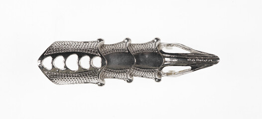 silver witch ring with claw isolated on white background