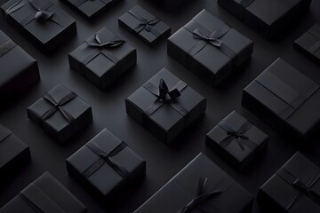 Sleek Black Gift Boxes with Minimalist Black Friday Theme 
