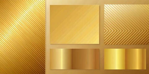 Golden Abstract Backgrounds Diagonal Lines, Metallic Textures, and Geometric Patterns