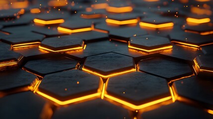 Fototapeta premium Illuminated Hexagonal Pattern Dark Background