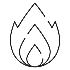 Fire flame line icon vector isolated. Symbol of a fire. Hot sign, flammable object, danger of burn.