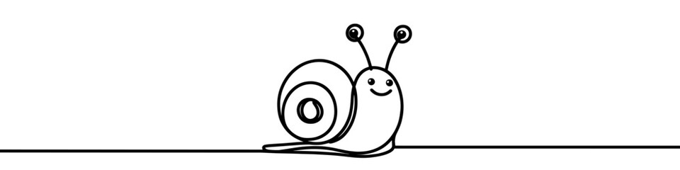 Simple line art illustration of a snail crawling is perfect for nature and wildlife themed projects
