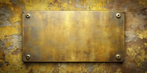 Rustic Gold Metal Plaque on Aged Textured Background, Perfect for Design Projects