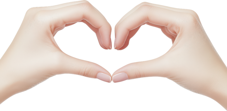Two hands forming heart shape, symbolizing love and connection