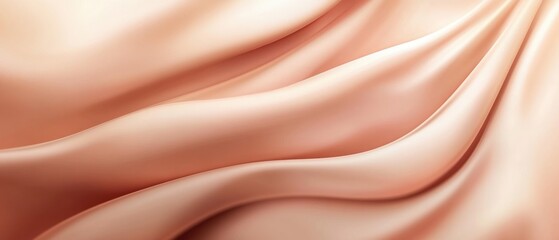 Obraz premium Luxurious Peach Silk Fabric Draped in Elegant Waves, Smooth Texture Background