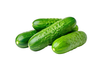 Pile of Fresh Green Cucumbers Isolated on White

