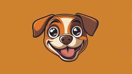 Cute cartoon-style dog face illustrations featuring various breeds, colorful backgrounds, and playful expressions, perfect for logos, stickers, and creative designs.