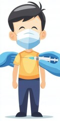 Child receiving vaccine shot medical setting digital illustration health awareness close-up view immunization importance