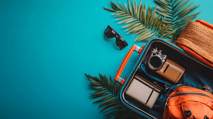 Open suitcase travel essentials summer vacation anticipation