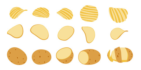 set of Potatoes vector illustration. isolated on white background. Vector eps 10. perfect for wallpaper or design elements	