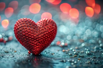 Obraz premium The concept of Valentine's Day. A fantastic red heart as a background. A festive banner.