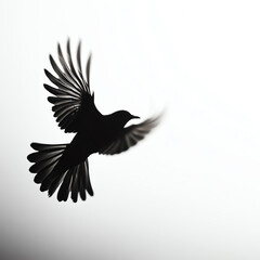 Obraz premium A silhouette of a bird in flight against a light background, symbolizing freedom.