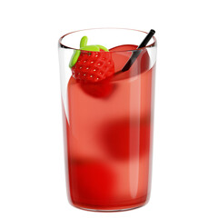 PNG 3D strawberry juice illustration isolated on a white background
