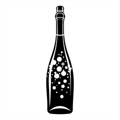 A Vector  Illustration Silhouette Elegant Champagne Bottle