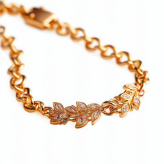 Obraz premium Elegant gold bracelet with leaf design and sparkling details.