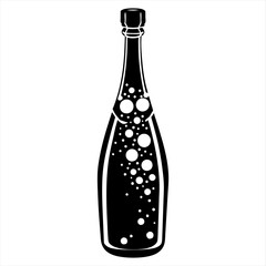 A Vector  Illustration Silhouette Elegant Champagne Bottle