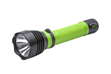 Green LED Flashlight with Ergonomic Design Isolated

