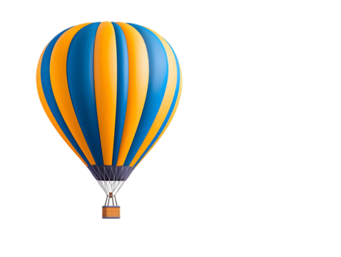 Orange and Blue Hot Air Balloon Isolated on White

