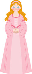 Cute princess in beautiful dress cartoon character illustration