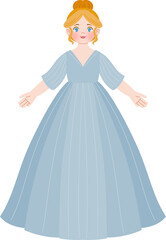 Fototapeta premium Cute princess in beautiful dress cartoon character illustration